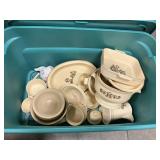 Storage Tote With Pfaltzgraff Village Stoneware