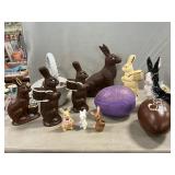 Ceramic Rabbits, Basket, Lidded Eggs