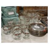 Large Lot Of Holly & Ribbon Plates & Assorted