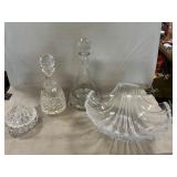 Lead Crystal Shell Bowl & Decanters, Crystal
