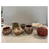 Signed Pottery Pieces, Mud Pie Shell Dish, Wax
