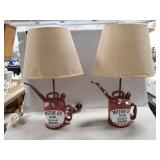 (2) Decorative Motor Oil Can Table Lamps (21"
