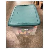 Storage Tote With Santa Cookie Jar, Wooden Trays,