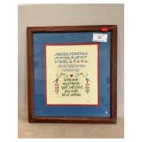 Framed Cross-Stitch Sampler