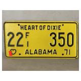 1971 Alabama License Plate