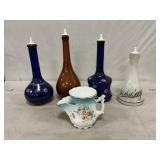 Antique Barber Bottles, Scuttle Shaving Mug