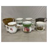 Redware Lather Mug, Mustache Mug, Tin Shaving