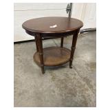 Oval Cane Rolling Side Table