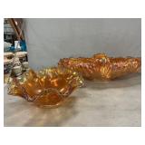 Iridescent Carnival Ruffled Bowl & Banana Boat