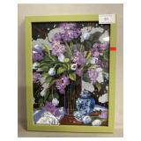 Framed Tulips & Lilacs Needlepoint Tapestry (17 x