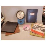 Tray Of Assorted Ephemera & (1) Wall Clock
