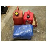 (2) Gas Cans, Tarp