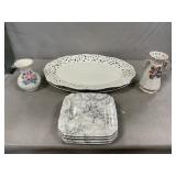 Platters, Vases, (4) Butterfly Dishes
