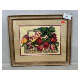 Framed Floral Needlepoint (14.5 x 17)