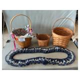 (3) Longaberger Baskets, Lace Trim Piece