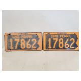(2) 1941 PA. License Plates