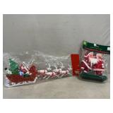 NIP Retro Plastic Santa & Sleigh, Santa & Mrs.