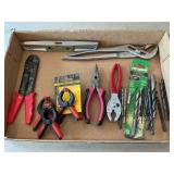 Small Level, Pliers, Wire Strippers, Asst. Bits,