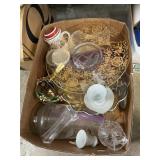 Box Lot With Glassware, Chargers, Tray, Mugs