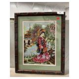 Framed Japanese Geisha Needlepoint