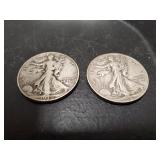 (2) U.S. 1939 & 1941 Silver Walking Liberty Half