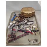 Tray Of Assorted Jewelry, Watches & More