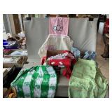 (8) Assorted Aprons, Oven Mitt