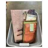Box Lot With Wall Art, Tablecloth, Vent Cap &