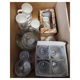 Box Lot Of Assorted Glassware, Coffee Mugs, Beer