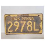 (1) 1946 PA. License Plate