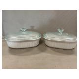 Pair Of Corning Lidded Casseroles