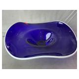 White Rimmed Cobalt Art Glass Bowl