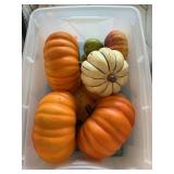 Storage Tote With Faux Pumpkins
