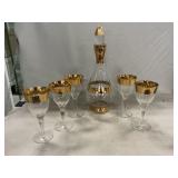 Gold Band Decanter & Stemware