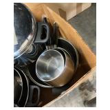 Box Lot With Farberware, Wearever Pots & Pans,