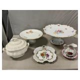 Cake Stand, Limoges Pedestal Dish, Small Tureen,