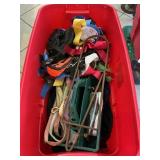 Storage Tote With Horse Blanket, Assorted Tack,