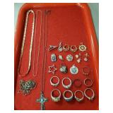 Tray Of Assorted Sterling Silver/925 Jewelry