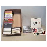 Tray Of Assorted Cassettes, CDs & (2) "45"