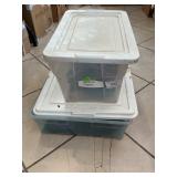 (2) Storage Totes With Horse Halters, Ropes,