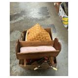 Box Lot With Doll Cradle, Mini Tricycles & Chair,