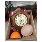 Box Lot With Wall Clock, Vintage Tupperware,