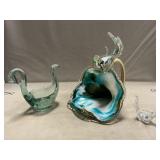 Beautiful Art Glass Cornucopia Sculpture, Swan