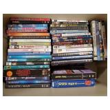 (50) Assorted DVDs & A Plastic Storage Container