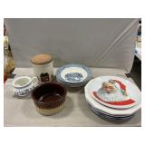 Assorted Plates, Stoneware Canister & Bowl, Sugar
