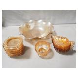 Tray Lot Of Assorted Vintage Carnival Glass Items
