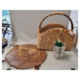 Vintage Decanter Set (Missing One Glass), Basket