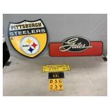 Metal Gates Sign, Plastic Steelers Wall Hanger,