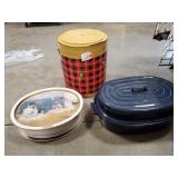 (1) Roasting Pan & (2) Metal Containers