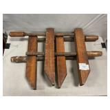 Pair Of Vintage Wooden Hand Screw Clamps